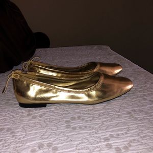 New Zara gold ballerina flats sz 39